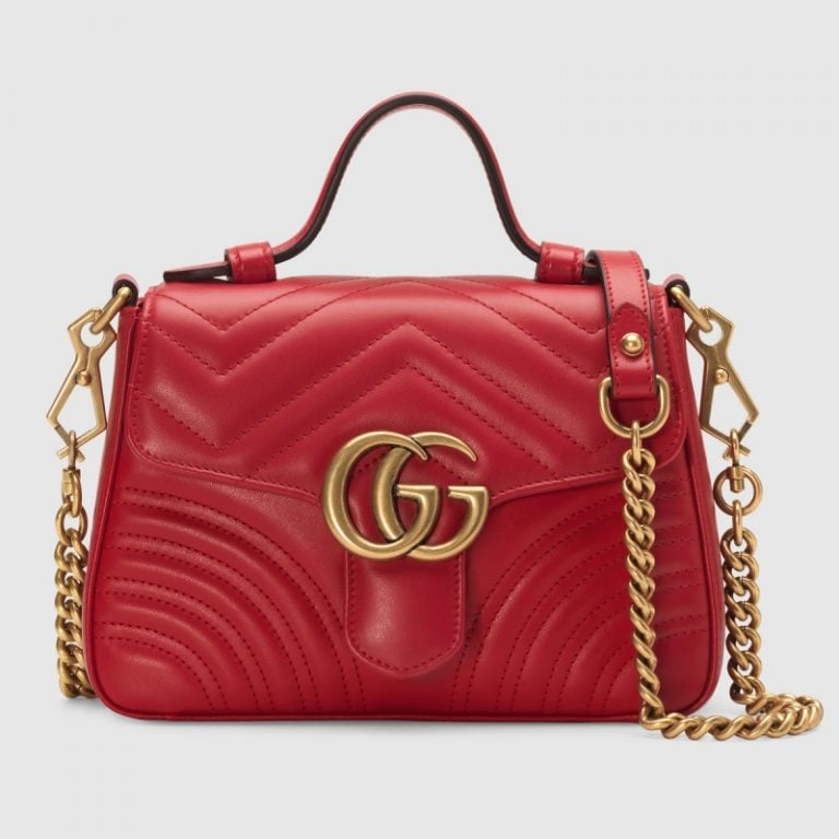 GG Marmont mini top handle bag red